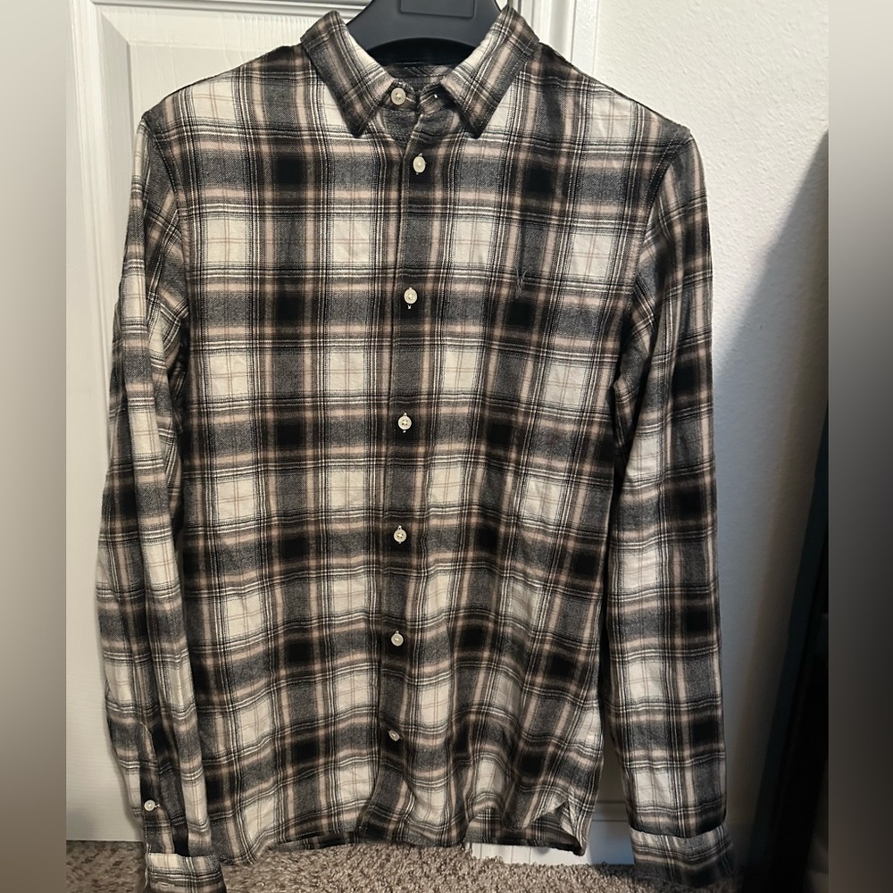 AllSaints Ram skull Men’s Plaid Flannel Shirt Size XS New Without Tags